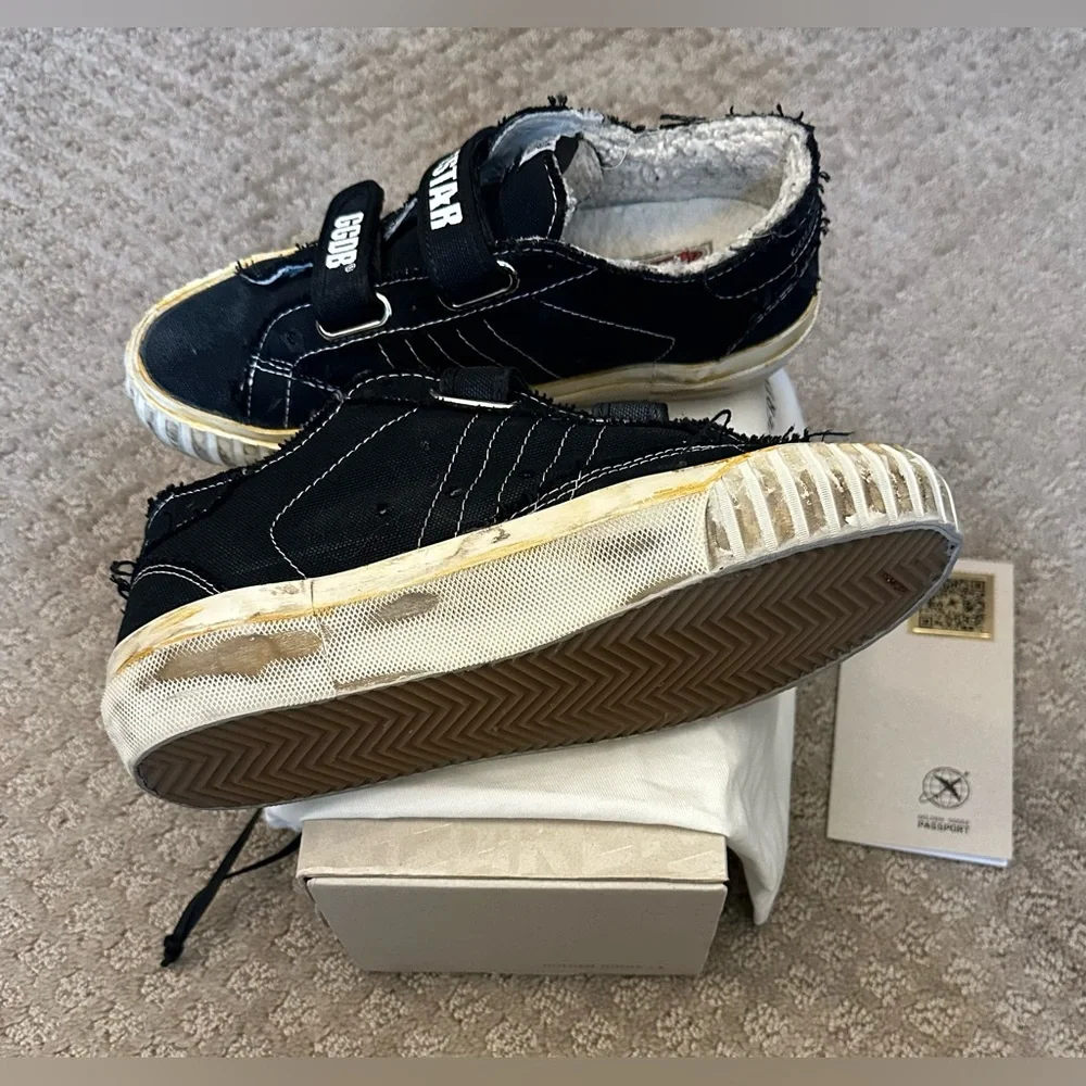 Golden Goose women’s old school double strap Velcro shearling black canvas 39 - Picture 4 of 4